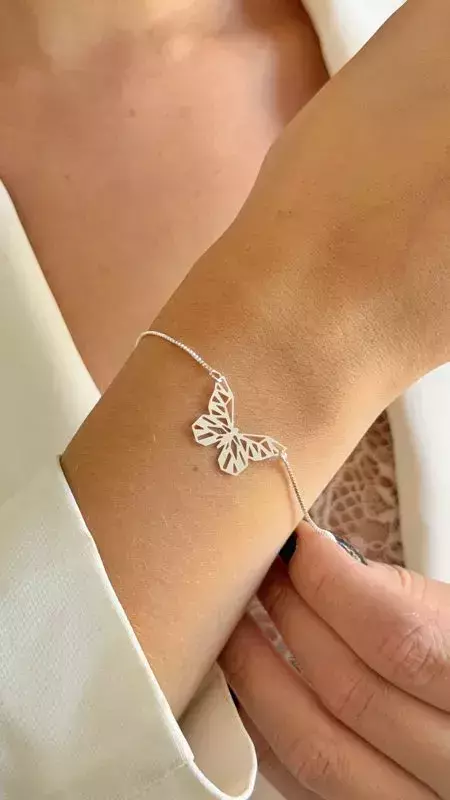 PULSEIRA BORBOLETA FOLHEADO Á PRATA 925 - comprar online