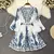 Outono nova moda feminina com decote em v manga comprida vestido estampado boêmio - Mag wn