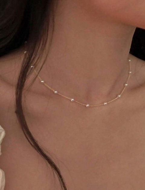 Gargantilla con perlitas intercaladas Acero Inoxidable - comprar en línea