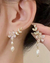Aretes de hojas y flores con brillos y perla