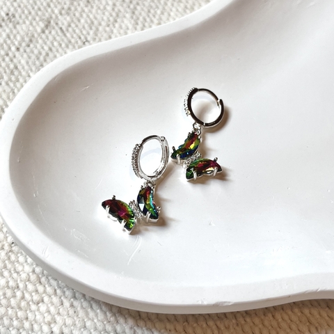 Acero Blanco - Aros Argollas Fly Multicolor