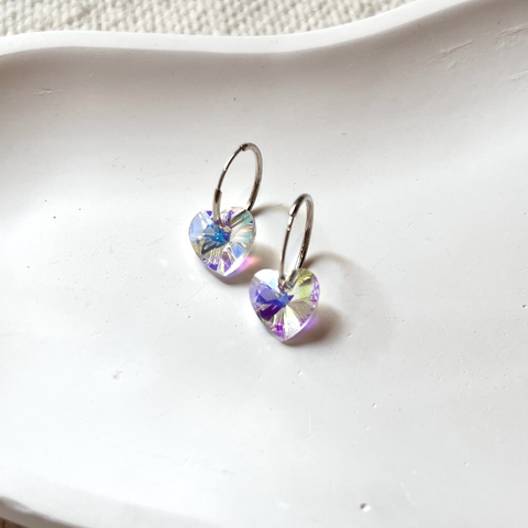 Plata 925 - Aros Argolla Corazon Tornasol - comprar online