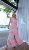 Vestido com crepe babado