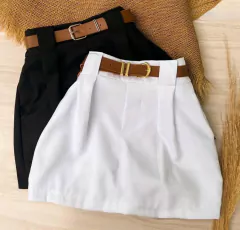 SHORT SAIA LILAS COM CINTO - ALFAIATARIA