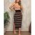 Saia Tricot Listrada Fenda Lateral Midi - comprar online