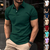 Camisa polo masculina de manga curta, cor sólida, com lapela e botões