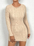 Vestido Gold de malha com fio torcido, moda feminina, pulôver, gola redonda, saia quadril - comprar online