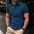 Camisa polo masculina de manga curta, cor sólida, com lapela e botões - comprar online