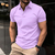 Camisa polo masculina de manga curta, cor sólida, com lapela e botões - comprar online
