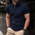 Camisa polo masculina de manga curta, cor sólida, com lapela e botões - comprar online