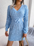 Vestido Gold de malha de manga comprida com decote em V de cor sólida, moda Ins, vestido de cintura fina, roupa feminina - loja online