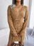 Vestido Gold de malha de manga comprida com decote em V de cor sólida, moda Ins, vestido de cintura fina, roupa feminina - MK GOLD