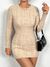 Vestido Gold de malha com fio torcido, moda feminina, pulôver, gola redonda, saia quadril na internet