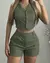 Conjunto Gold de duas peças roupa feminina 2025 abotoado com decote em v sem mangas colheita colete topo & bolso casual shorts diários conjunto
