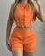 Conjunto Gold de duas peças roupa feminina 2025 abotoado com decote em v sem mangas colheita colete topo & bolso casual shorts diários conjunto - comprar online