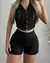 Conjunto Gold de duas peças roupa feminina 2025 abotoado com decote em v sem mangas colheita colete topo & bolso casual shorts diários conjunto na internet