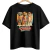 Camiseta preta oversized unissex com estampa tropical de cachorros engraçados com frase divertida good vibes