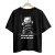 Camiseta preta com estampa de gato branco vestido de presidiário segurando um bastão e expressão séria, com frase divertida "Não mexe comigo. Que eu sou babo!"