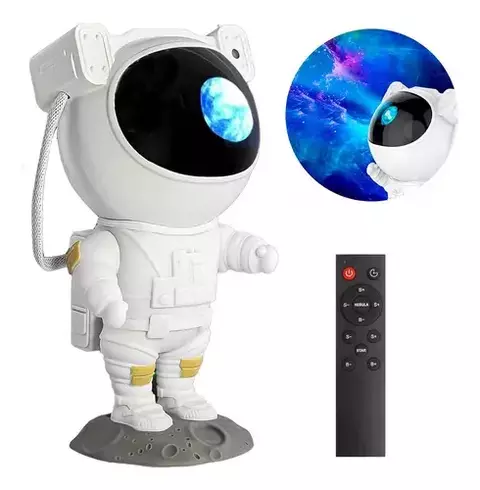 Astronauta Proyector Velador Clicket Galaxia Estrellas Lampara Luz Led Control Remoto Estructura Blanca - comprar online