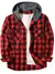 Camisa xadrez com capuz de rua masculina, slim fit, manga comprida, casal, viage na internet