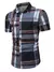 Camisa masculina estampada de manga curta de verão camisa xadrez fina - Marimbondo