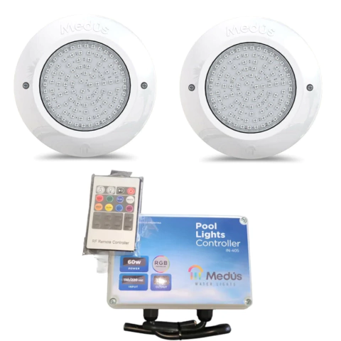 KIT DE 2 LUMINARIAS LED RGB 9W MEDUS + FUENTE CONTROLADORA
