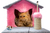 Casinha de Gato com Arranhador Sustentável Luppet Rosa e Cinza - comprar online