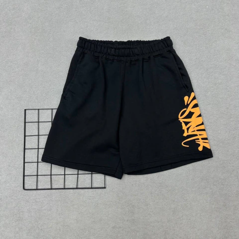 SHORTS MOLETOM SYNA - PRETO/LARANJA