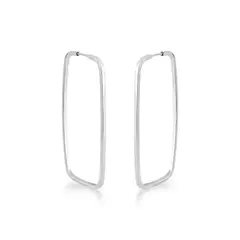 Brinco Argola Retângulo Fio 130 Quadrado 1,9cm de Prata