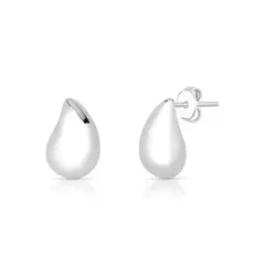 Brinco Gota Curvado Liso de Prata 925