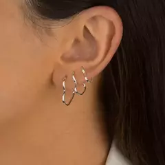 Trio de Brinco Coração Liso de Prata - comprar online