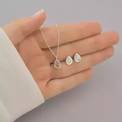 Conjunto Ponto de Luz Gota Cristal de Prata - comprar online