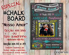 Chalkboard Dia dos Namorados/Bodas/Casamento A5 em Imã ou PS