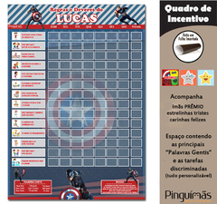 Quadro de Incentivo CAPITÃO AMÉRICA A3 vertical - Manta Magnética - comprar online