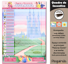 Quadro de Incentivo PRINCESAS A3 vertical - Manta Magnética - comprar online