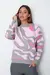 Sweater de doble hilo bremer e hilado jaspeado .Diseño acebrado