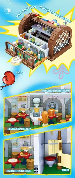 Bob Esponja Desenhos Animados Krusty Krab Restaurante Blocos de Montar - loja online