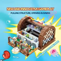 Imagem do Bob Esponja Desenhos Animados Krusty Krab Restaurante Blocos de Montar