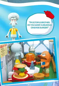 Imagem do Bob Esponja Desenhos Animados Krusty Krab Restaurante Blocos de Montar