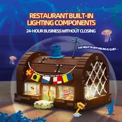 Bob Esponja Desenhos Animados Krusty Krab Restaurante Blocos de Montar - Bloco Mundo