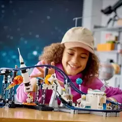Blocos educativos criativos 3 em 1, montanha-russa, ônibus espacial, brinquedos - Bloco Mundo