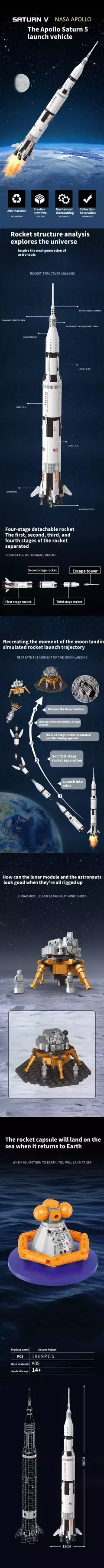 Imagem do Lego Ideas 92176 - Nasa Apollo Saturn V - Pronta ! Quantidade De Peças 1969