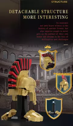 Imagem do Blocos de montar capacete espartano antigo grego pesado infanta 591 peças
