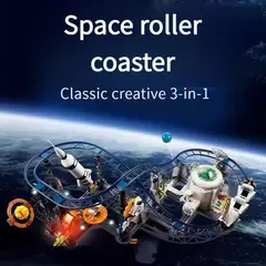 Blocos educativos criativos 3 em 1, montanha-russa, ônibus espacial, brinquedos na internet
