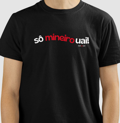 Camiseta Masculina Sô Mineiro Uai Algodão Peruano Preto e Marinho