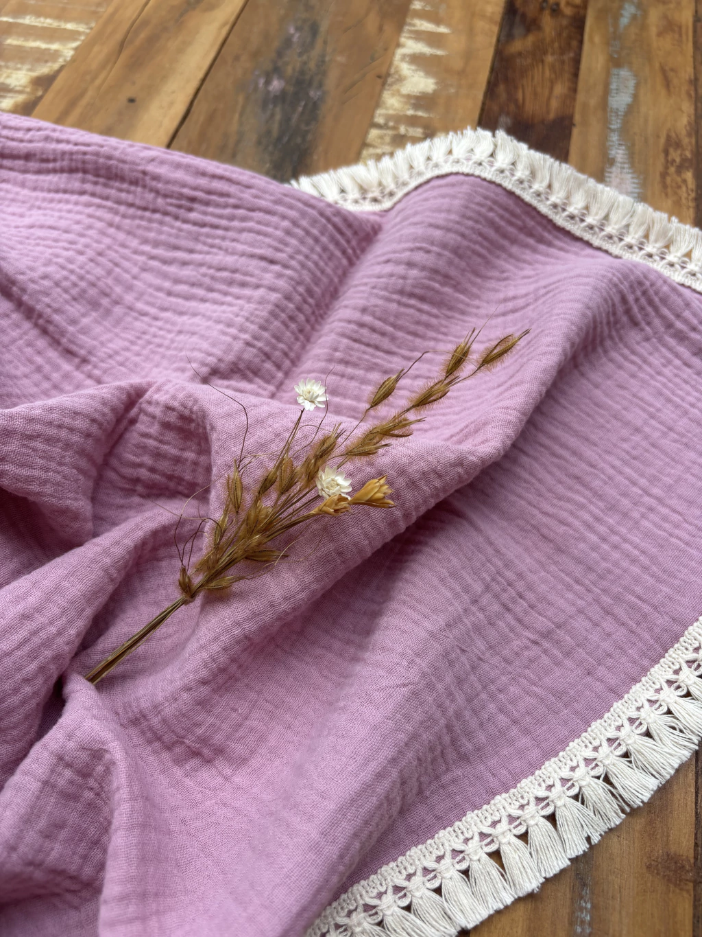 Lençol com franjinhas - rosa antigo