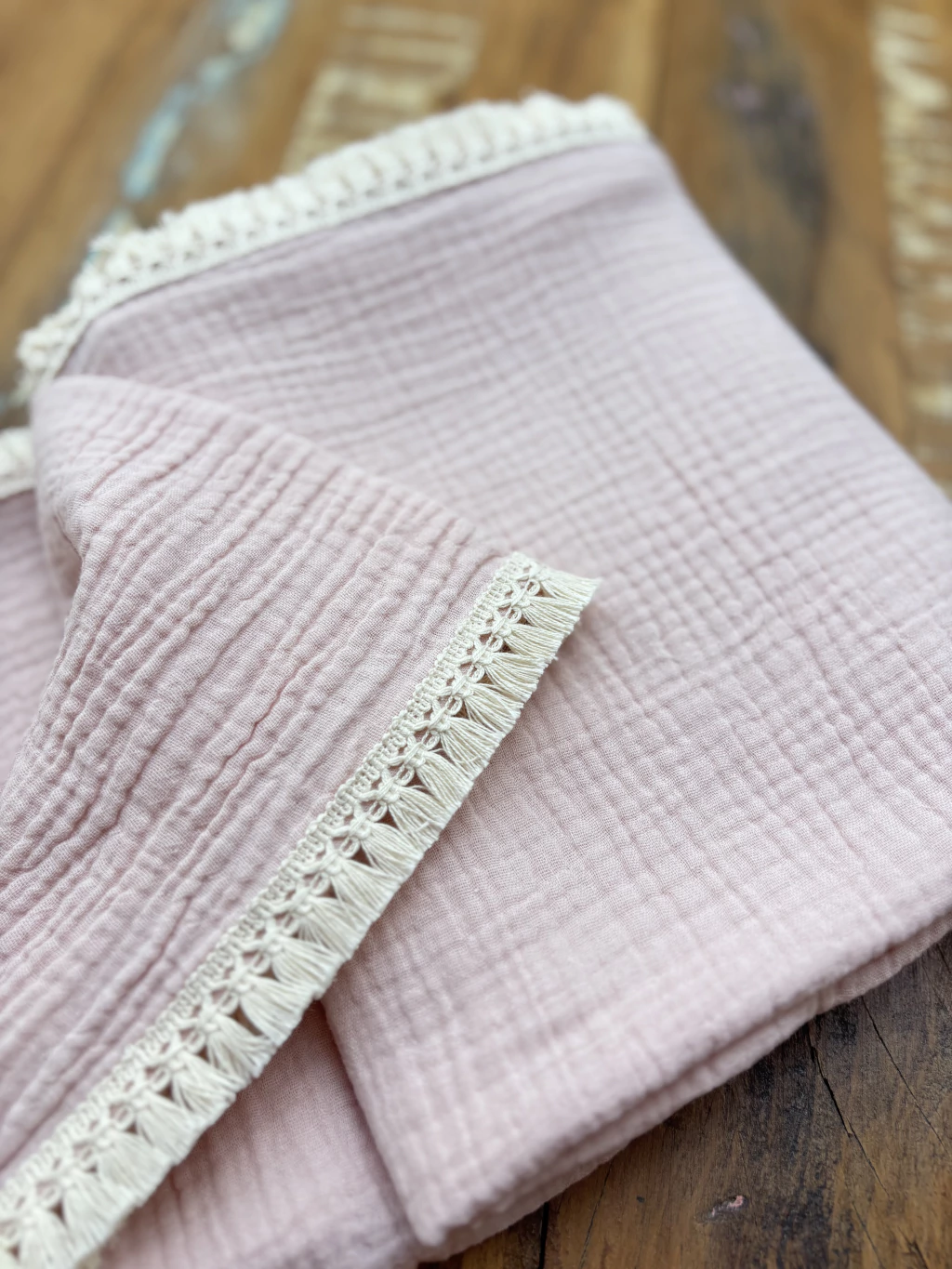 Lençol com franjinhas - blush