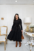 Vestido Longuete com botões, faixa e manga longa