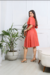 Vestido Midi com mangas amplas e faixa na cintura - Dom Evangélico