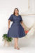 Vestido Midi Plus mangas amplas e faixa na cintura